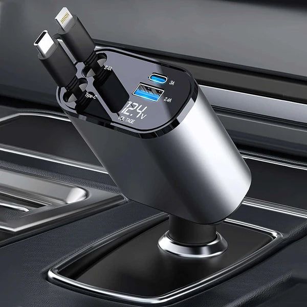 4 in 1 Fast Charging Car Charger with LED Ambient Light