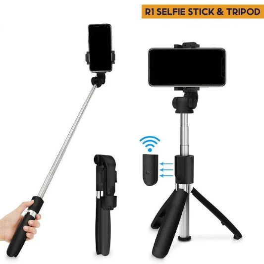 R1s Bluetooth Selfie Stick with Remote , 4-in-1 Multifunctional Flash Light , Tripod Stand Compatible with  All Smartphones